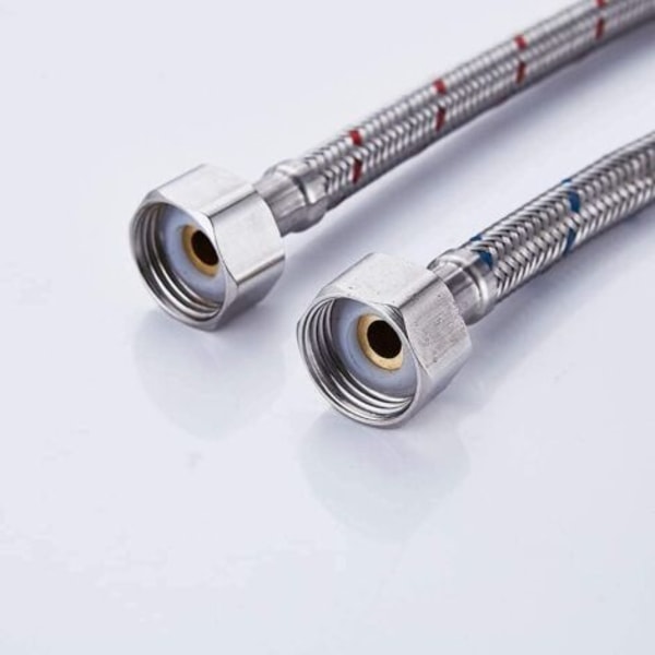 2-pack flexibla anslutningsslangar för integrerad köks-/tvättställsblandare, brittisk standard, M10 x 1/2, längd 600 mm