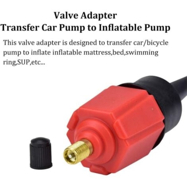 Bilkompressorventil till Inflatorpumpadapter, Inflatorventiladapter med 4 munstycken för Luftmadrass, Badring/Pool, Uppblåsbar Säng/Soffa, Båt,