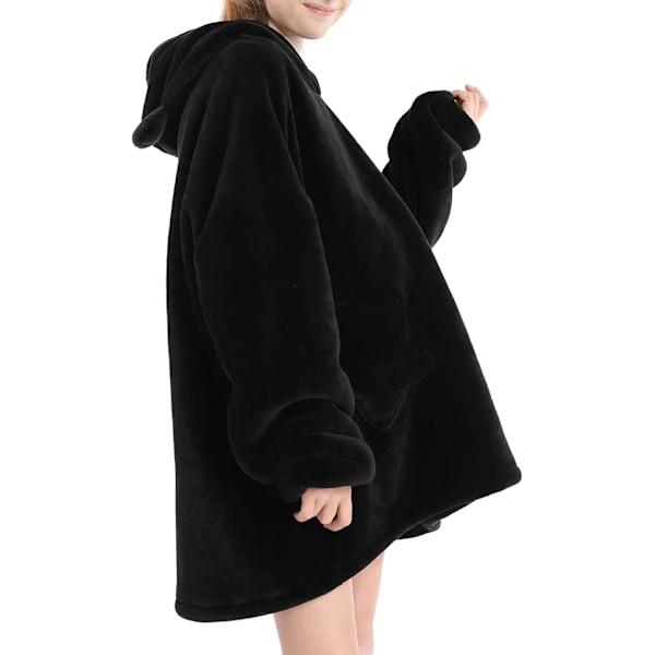 XJ-Överdimensionerad hoodie-filt för barn, mjuk varm mysig bärbar filttröja fleece Sherpa-filt med fickor
