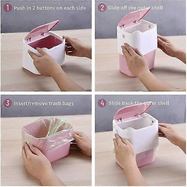 Small Trash Can, Portable Mini Trash Can, Snap Lid