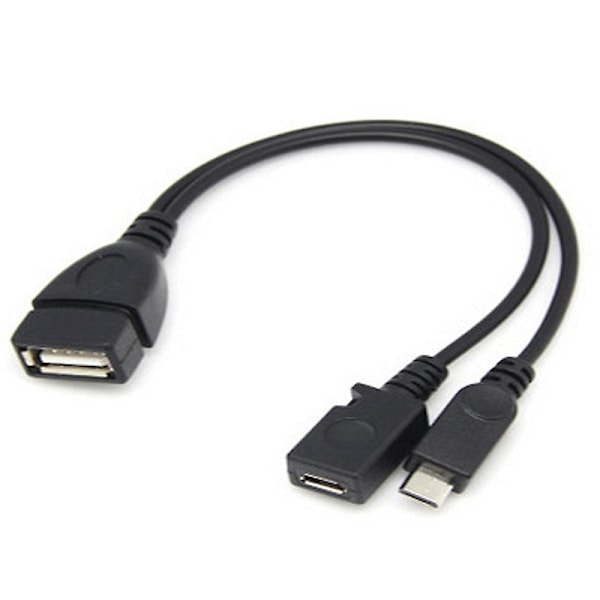 Mini Micro USB OTG -sovitin, virranjakaja Y-kaapelilla Micro 5-nastainen uros/naaras, puhelintarvike