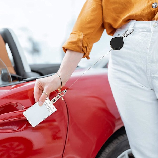 XJ-Small Kraftig Uttrekkbar Badgeholder Reel, ID Badgeholdere Med Belteklips Nøkkelring For Navn