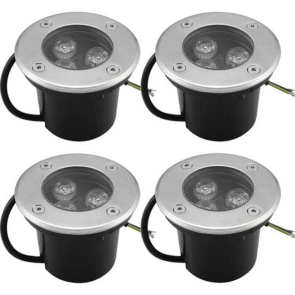 4 kpl Upotettava LED-spottivalaisin ulkokäyttöön 4 kpl 3W IP65 Pyöreä 270 Lumen 3000K Terassille Puutarhaan Polulle 220V