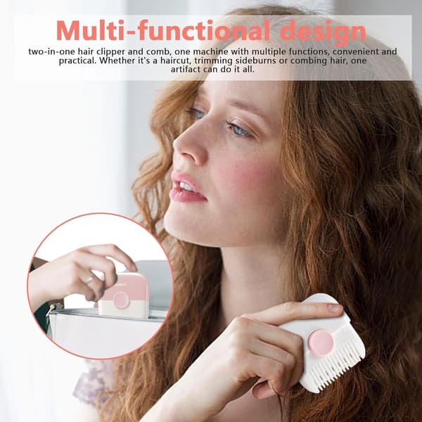 Split End Trimmer Comb 2-pak, 2-i-1 Manuel Hårklippekam Med Justerbart Blad, Unisex Hjem Rejse, Pink Grå