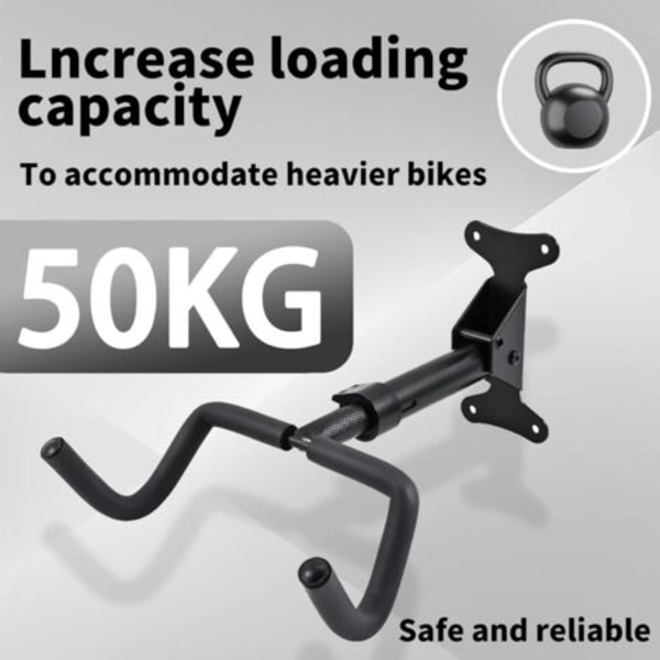 Cykelvægbeslag, Cykelholder, Cykelstativ, Justerbar vinkel og afstand fra væg, Bæreevne 50 kg, Udtrækkelig 10 cm, Cykelstativer til garager a