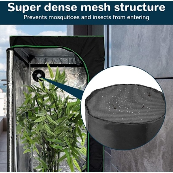 15,2x7,8 cm Ventilasjonsfilter, 2-pakning Dyrkingskasse Ventilasjonsbeskyttelse med Elastisk Bånd og Fast Spenne, Nettduk for Vifter Planteventilasjon