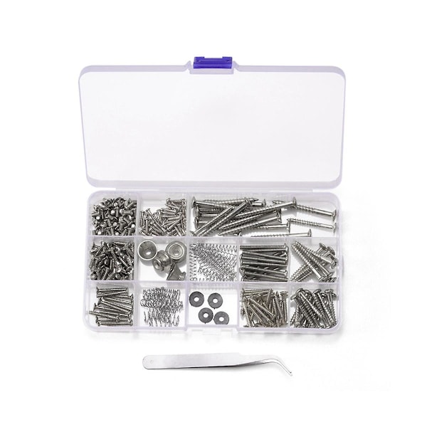 XJ-254 stk/lot Kit for bakplatefeste Sortiment med oppbevaringsboks for elektrisk gitar DIY-verktøy, sølv