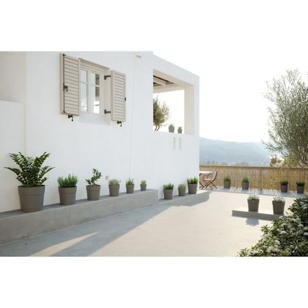 XJ-Rund blomster- og plantepotte CAPRI LARGE - Plast - Vandtank - diameter 40 cm - Antracit - ARTEVASI