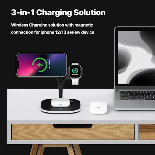 XJ-Latausasema iPhonelle, Apple Watchille & AirPodseille - Induktio