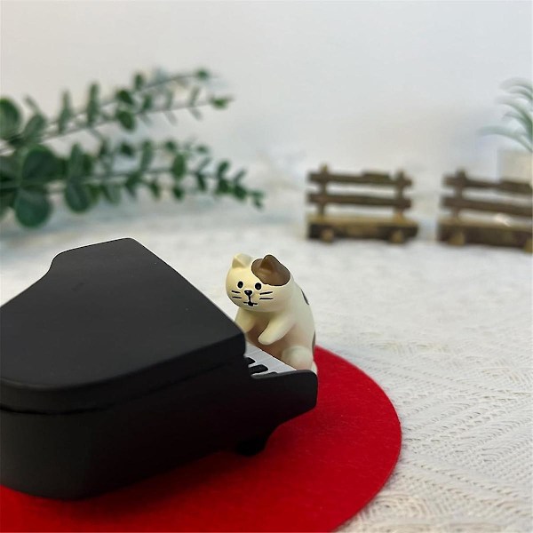 XJ-Søte Piano Katter Figurer - Liten Kattestatue For Skrivebordsdekor I Soverom Eller Hage - Liten Skulptur