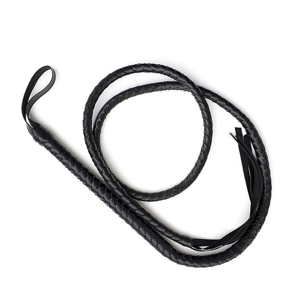 1,9 m nahkainen ja mokkanahkainen bullwhip punotulla hännällä ratsastukseen (musta)BY