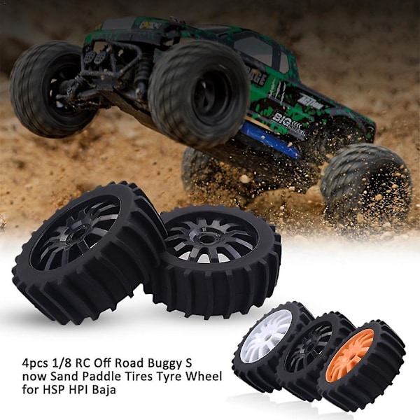 XJ-4 stk. 1/8 Rc Off Road Buggy Sne Sand Paddle Dæk Dæk Hjul Til Hpi Baja, sort