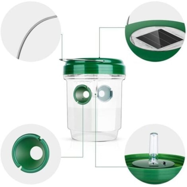 2-pack Hängande Solcellsdriven Getingfälla, Hängande Snickarbi-fälla, Återanvändbar Getingfälla Utomhus, Bålgetingsdödare, Hornetfälla för Trädgård Grön