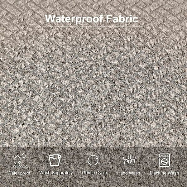 Stoltrekk jacquard elastiske avtakbare vanntette vaskbare sandfarge spisestue 4 stykker