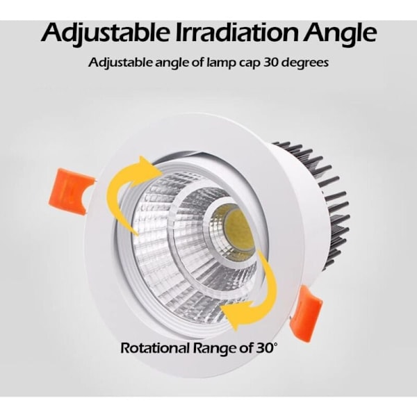 6x LED Inbyggda spotlights, 5W COB Inbyggd taklampa, Kallvit 6000K, 500LM, AC 220-240V, Ra≥90, Strålvinkel 24°, IP44, För badrum, kök,