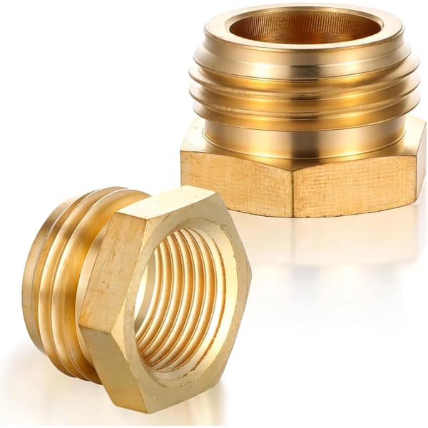Messing haveslangeadapter, G 1/2 BSP hun til 3/4 GHT han gevindforbindelse til haveslange, 2-pak