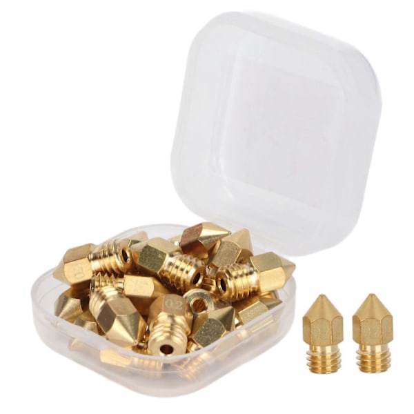 XJ-20 stk MK8 Dyse Kit 1.75mm M6 Gevind Polerede Ekstruder Dyser med Opbevaringsboks til 3D-printer Udskiftning 0.2mm