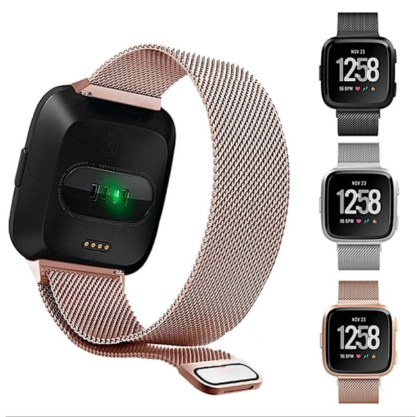 Metalarmbånd til Fitbit Versa 2 3 4 Lite Sense Band Håndled Milanese Sense 2 Udskiftnings Magnetisk Loop Armbånd Fit Bit Urrem Rosaguld Til V...