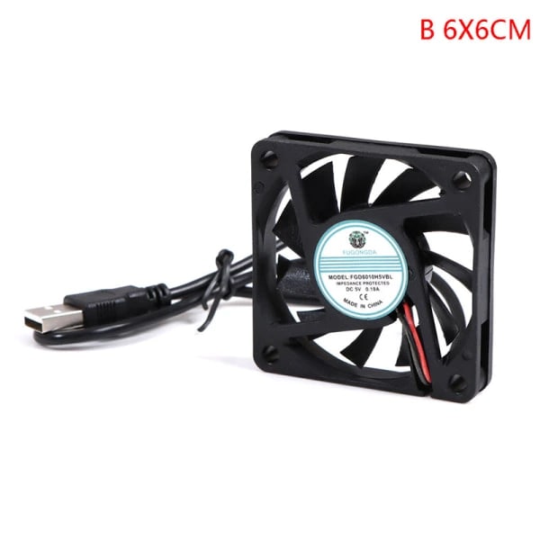 DC 5V USB børsteløs muffeventilator Fen Computer PC Silent Coole Sort 6cm Sort 6cm