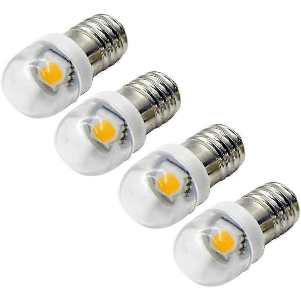 XJ-4 stk 3V 0,2W E10 LED-lamper 5050 1SMD Hvit 3000K LED-lampe Erstatning Oppgradering For Hodelykter Lommelykter Fakler -Yvan