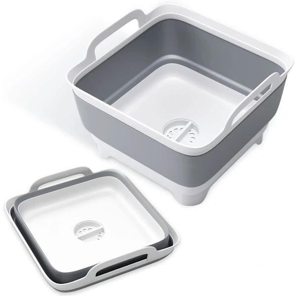 12L Foldable Camping Tub Sink Kitchen Sink Kitchen Accessories Rectangular with Drain (Girs)