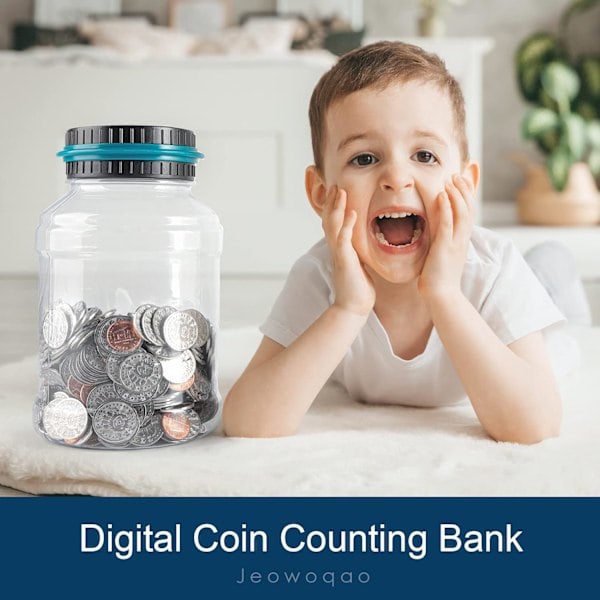 Digital spargris för barn och vuxna, mynträknande burk med LCD-skärm, 1,8 liters stor brittisk spargris
