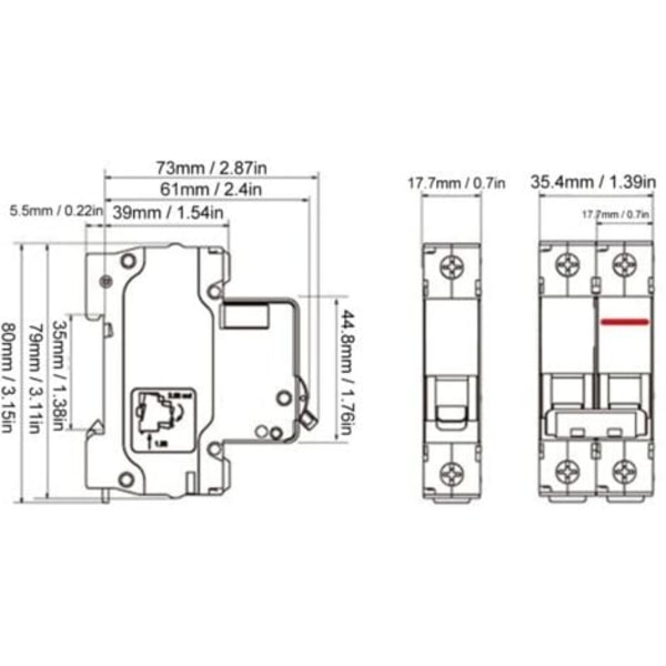 KZQ Katkaisija 2P 6000A Katkaisukyky Ylikuormitussuojaus Mini Katkaisija DC1000V 16A