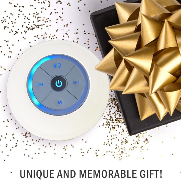 XJ-Vattentät Bluetooth LED-duschhögtalare med FM-radio, vit