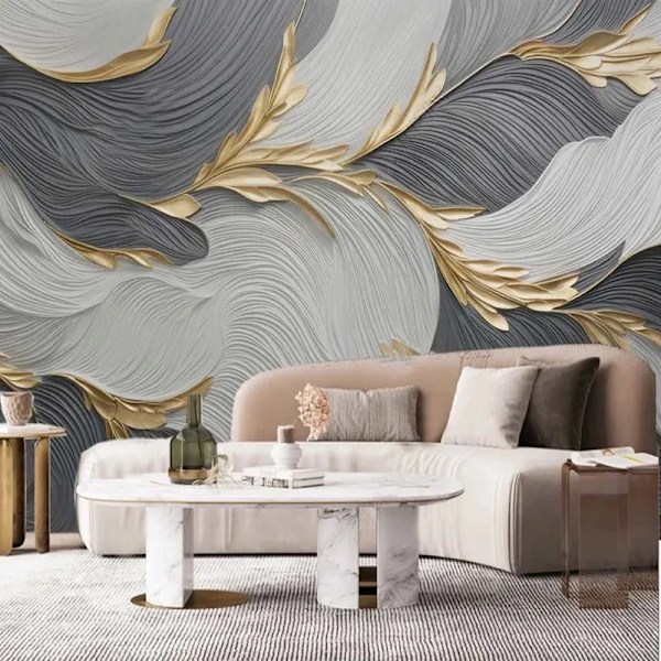 Brugerdefineret 3D Vægmaleri Kreativ Kunst Fjer Geometriske Mønstre Fototapet Stue TV Sofa Soveværelse Papel De Parede Fresco