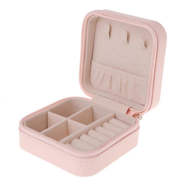 XJ-Bärbart Smyckeskrin Organizer Rese Smyckesförvaringsfodral För Örhängen Halsband, rosa