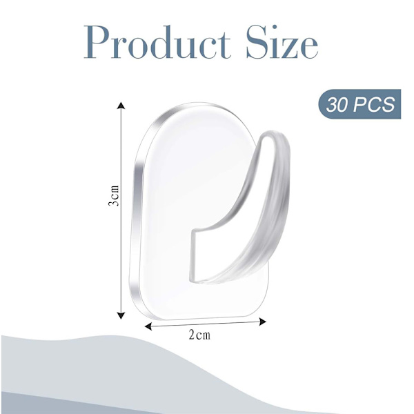30 Pieces Transparent Self-Adhesive Wall Hooks, Magic Hooks