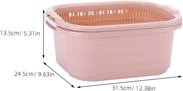 Double-Layer Multifunctional Vegetable Washing Bowl with Drain Basket - Thickened Large Plastic Kitchen Colander for Fruits & Vegetables Blue