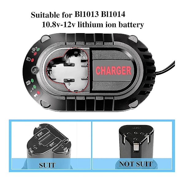XJ-Batteriladdare För Bl1013 Bl1014 10.8v-12v Litiumbatterier Dc10wa Elektrisk Borrskruvdragare