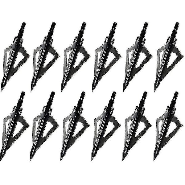 Jagtpilespidser, 12-pak 3-bladede pilespidser 100 grain Skrue-i pilespidser Pilespidser Kompatible med Traditionelle Buer og Compoundbuer-me...