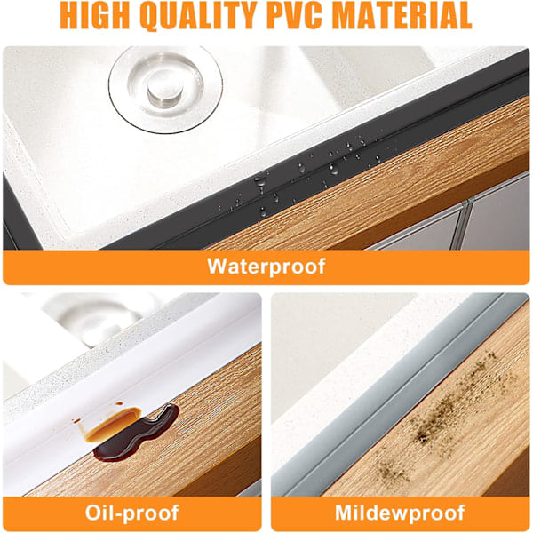 Baderomslist, 3,2 m * 3,8 cm Selvklebende Tetningslist, Selvklebende PVC Tetningsstripe for Badekar, Bad, Kjøkken, Muggresistent, Fugemasse (Hvit)