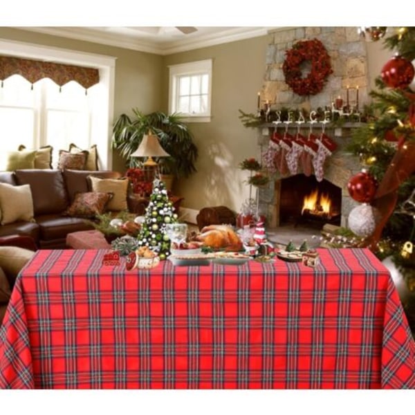 Julbordsduk Rutig Rektangulär 140x220cm Tvättbar Lämplig för Jul Trädgård, Middag, Julfotografering, Bakgrundsdekoration, Helg