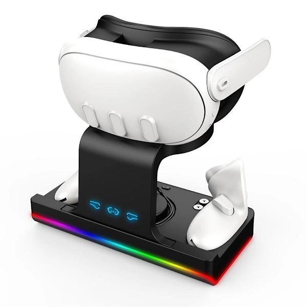 XJ-Rgb Ladestasjon for 3 Vr-tilbehør Kontrollerladestasjon med Batteripakke Passer Elite Head