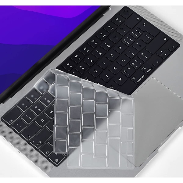 XJ-Premium Ultratynt Tastaturdeksel, Beskyttelse for 2023 2022 2021 Apple MacBook Pro 14\" Modell Tastaturoppsett Beskyttelsesfilm - Klar