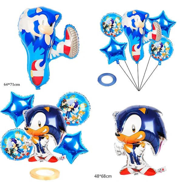 Sonic the Hedgehog Partyballongsett Sonic The Hedgehog Bursdag Sølv