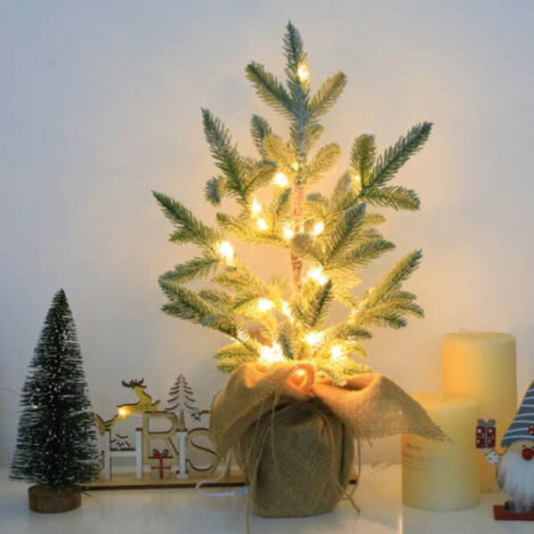 LED Formonteret Fyrrenåls Juletræ - Formonteret Fyrrenålstræ med 36 Smukke Langtidsholdbare Varm Hvide Julelys - Formonteret Kunstigt Træ