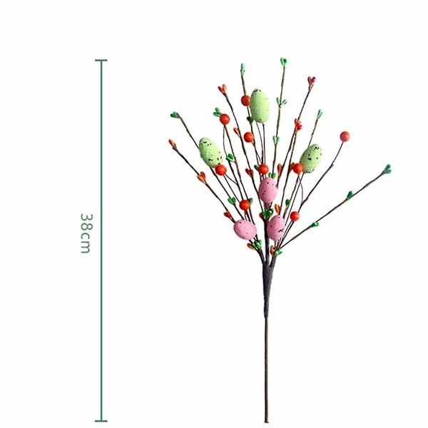Kunstig Påskesprayranke med pastel påskeæg og bær - Dekorative forårsblomsterstængler - stk.