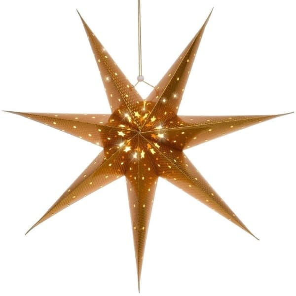 XJ-Gyllene julstjärna med 10 LED-lampor och glasmotiv
