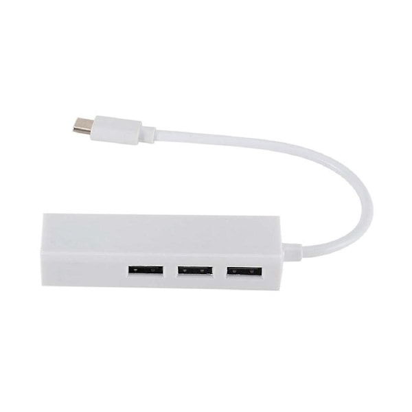 XJ-Typec Till Usb2.0 100gbe Nätverkskort Hub Lan Rj45 Ethernet Nätverksadapter 3 Port Usb 2.0