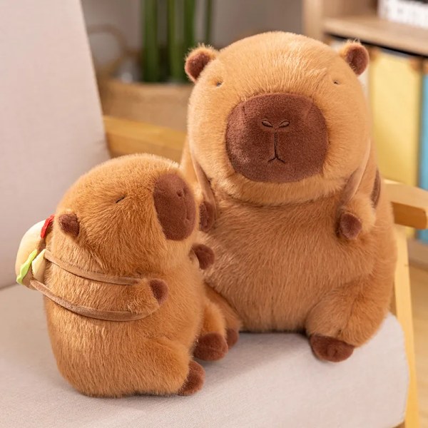 Kawaii Hamburger Capybara Plyschdjur Söt Plyschväska Gosedjur Capybara Med Hamburger Väska Dekor Docka Födelsedagspresent Flicka