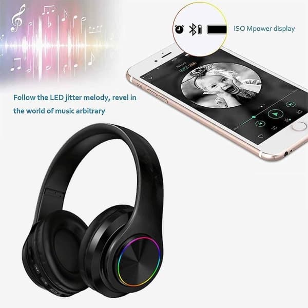 Over Ear Bluetooth trådløse hodetelefoner svart