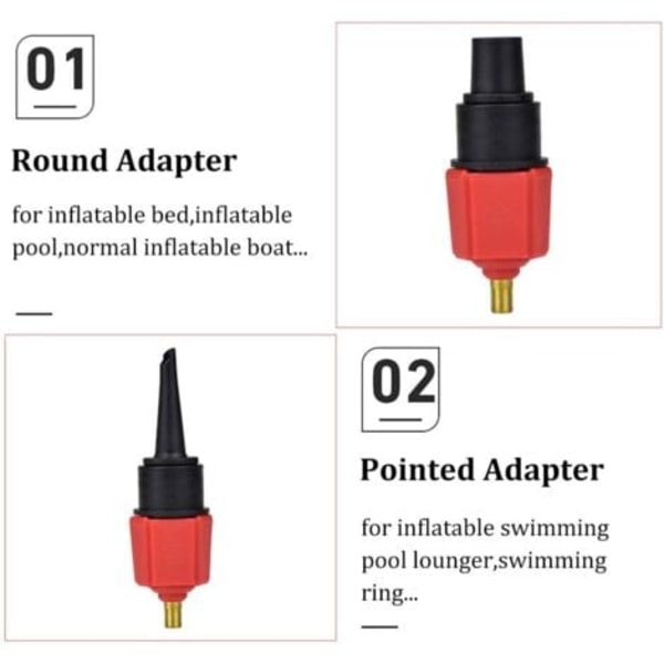 Bilkompressorventil til pumpeadapter, pumpeventiladapter med 4 dyser for luftmadrass, badering/basseng, oppblåsbar seng/sofa, båt,