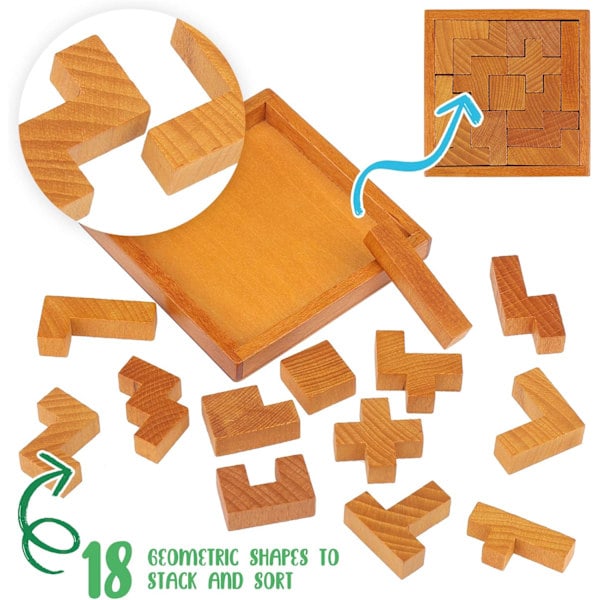 Puinen palapeli | Palapeli lapsille ja aikuisille | Haastava palapeli | Pentomino-palapeli | 3+ vuotiaille