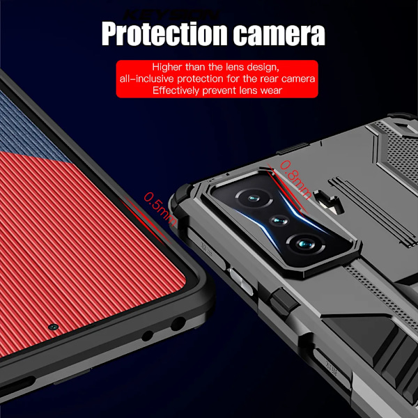 KEYSION Iskunkestävä Armor -kotelo Xiaomi POCO F4 GT F4 5G F3 GT:lle Silikoni + PC-tukijalka puhelinkotelo Redmi K50 Gaming K40 Pro:lle