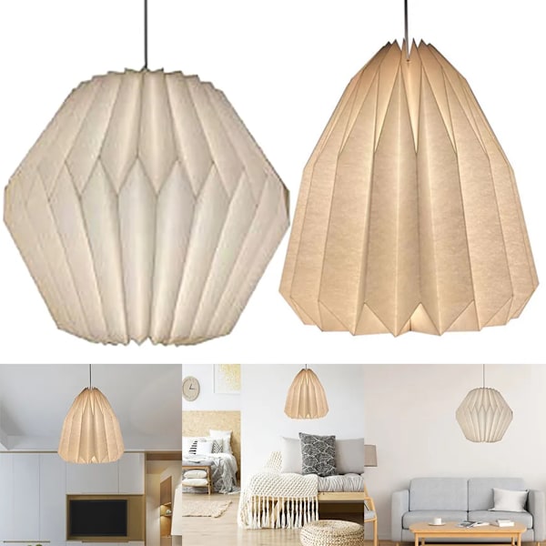 Grossist 2 ST Kreativ Origami Taklampskärm Handgjord Nordisk Stil Lampskärm Vikbar Pendellampa Konstdekor för Sovrum Matsal