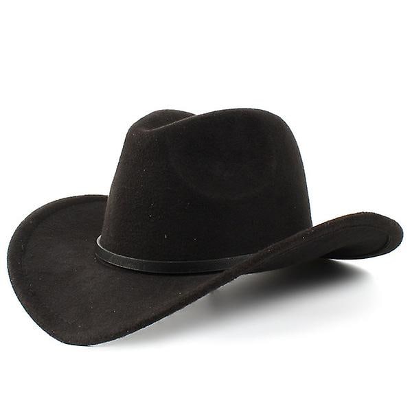 Unisex Vuxen Ull Denim Western Hat Bred Brätte Hat Vinter Värme (Svart)